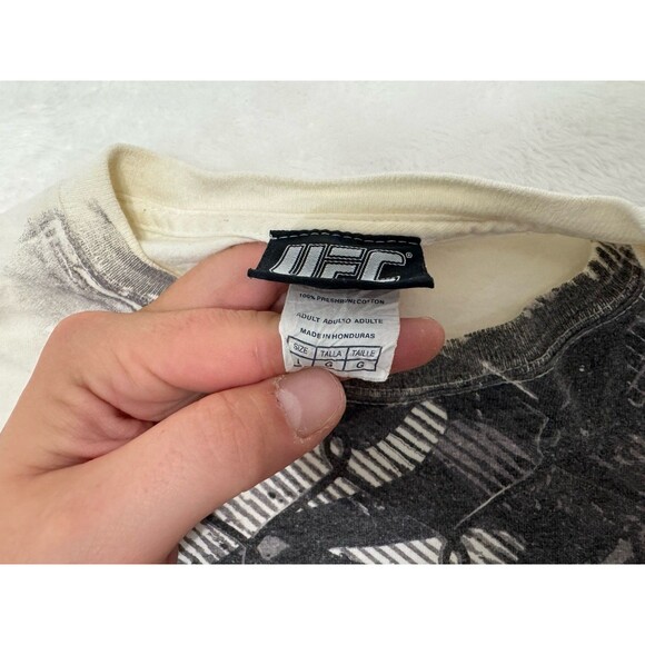 Vintage UFC Shirt Men L White Black Tee MMA Y2K All Over AOP Wings Cage VTG - Picture 2 of 5